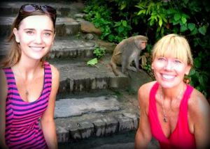 Me and my gorgeous Momma hanging out with a monkey-man.