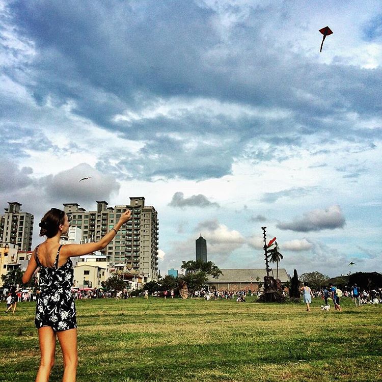 Flying kites in the park, Kaohsiung, Taiwan