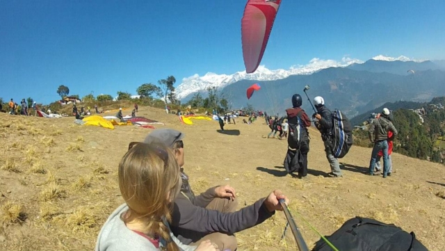 Hanging out at the takeoff zone, Pokhara Nepal