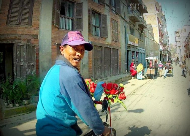 Our rickshaw driver through Kathmandu, Nepal