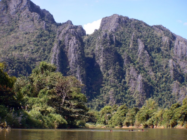 Floating the Nam Song River in Vang Vieng, Laos