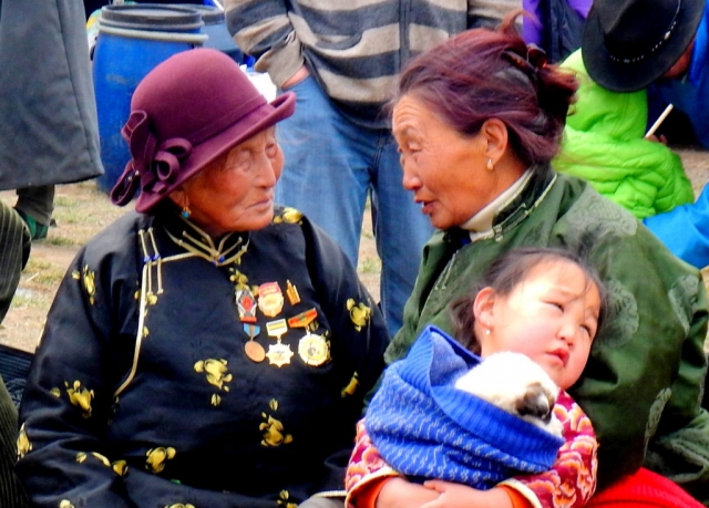 Mongolian women at the rodeo. Yoliin Am, Gobi, Mongolia.