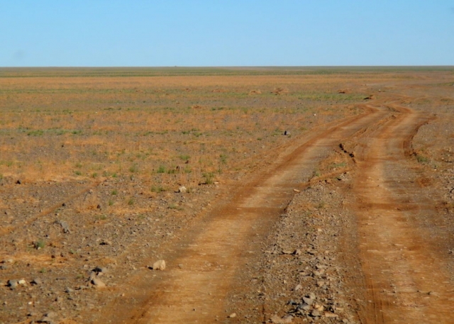 A typical road through the Gobi near Dalanzadgad.