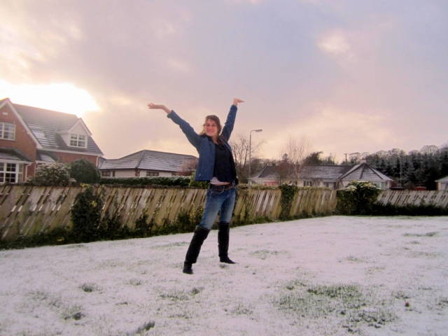 Nicole's first snow. Ballymoney, Northern Ireland