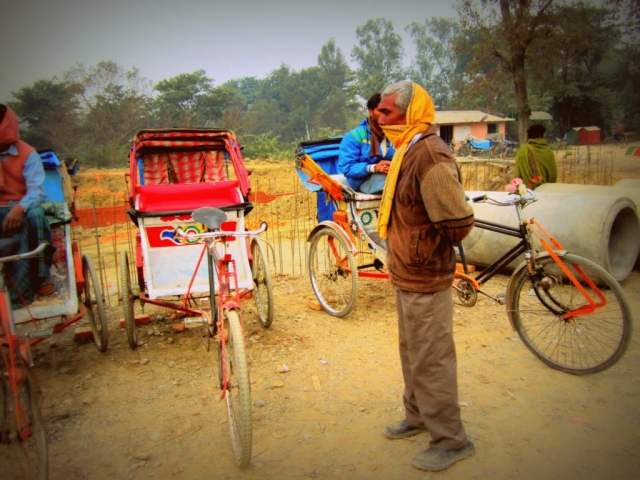 Local rickshaw drivers near Lumbini, Nepal