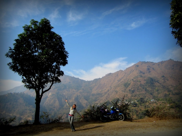 Our motorcycle. Somewhere along the road from Chitwan to Pokhara. Nepal