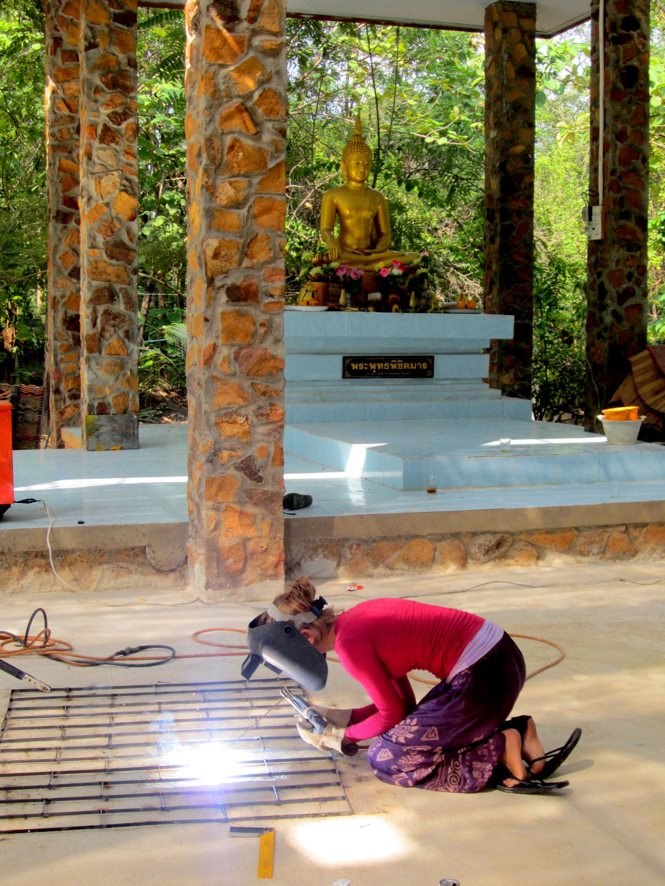 Welding for the Mindfulness Project's jungle monastery near Khon Kaen, Thailand
