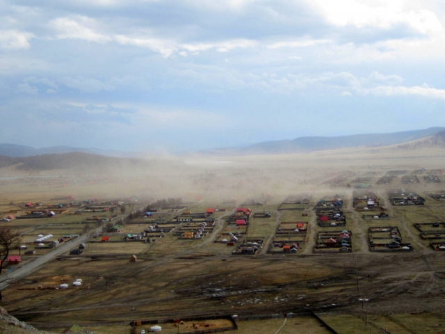 Moments after the last picture was taken, a dust storm rose up over Khatgal, Mongolia