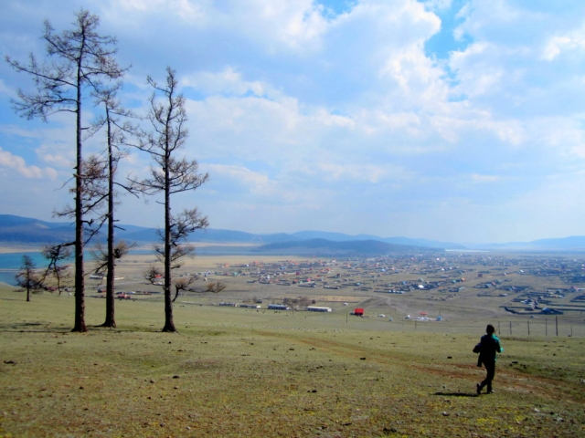 Walking back into Khatgal, Mongolia