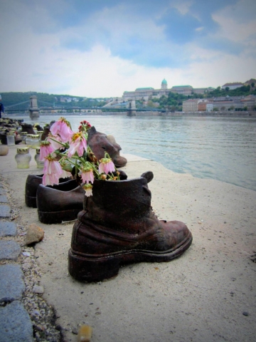 Shoes on the Danube Bank. WW2 memorial. Budapest, Hungary