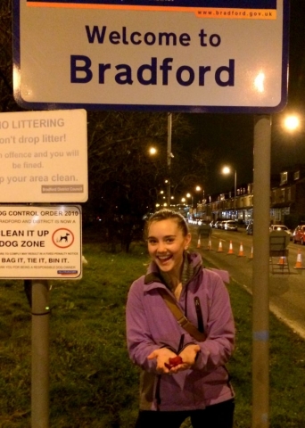 Tessa Rose Bradford holding ROSES in BRADFORD, England. OMG.